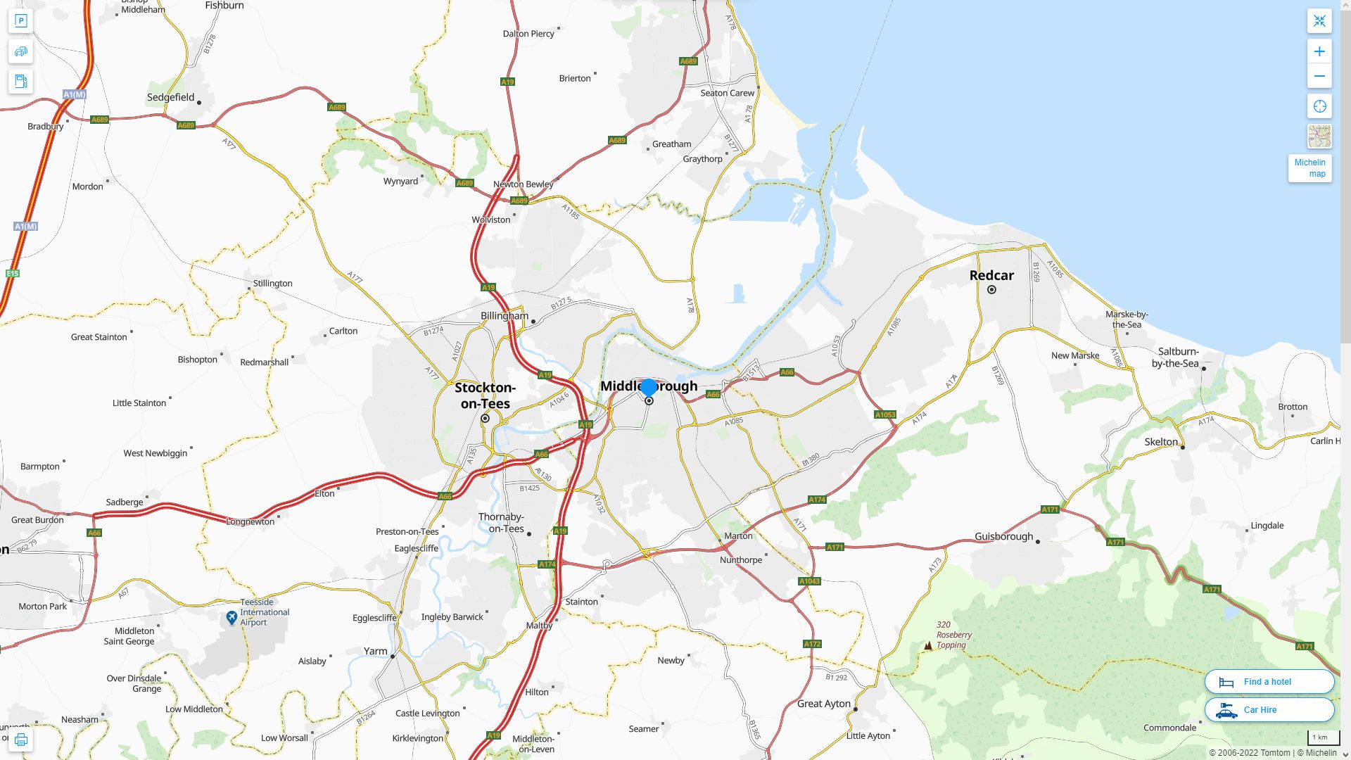 Middlesbrough Royaume Uni Autoroute et carte routiere